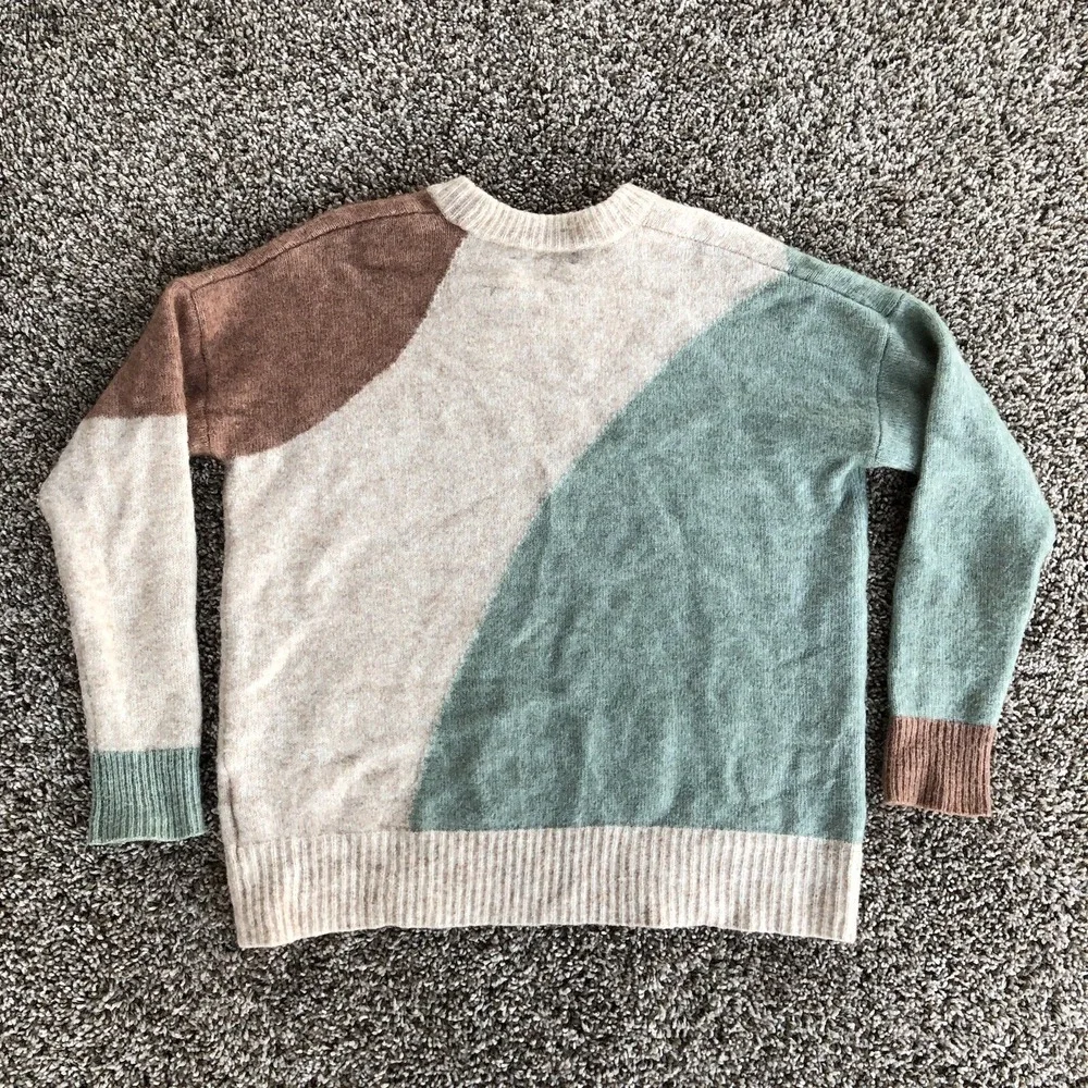 Madewell Cedarbrook Pullover Sweater Women Size XXS Colorblock Heather Wool Knit